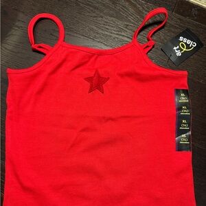 Art Class Bright Red Tank with Star Accent